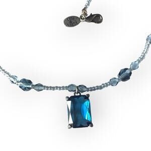 Robert Rose dainty baby blue seed bead pendant necklace